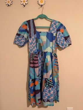 Maude Vivante ARIA Midi Dress with Puff Sleeve and tiered skirt Size XS